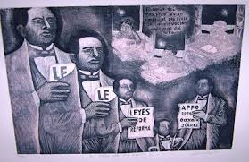 Y...donde están los nuestros ! Justina Fuentes -Carpeta Gráfica del Bicentenario del natalicio de Benito Juárez.